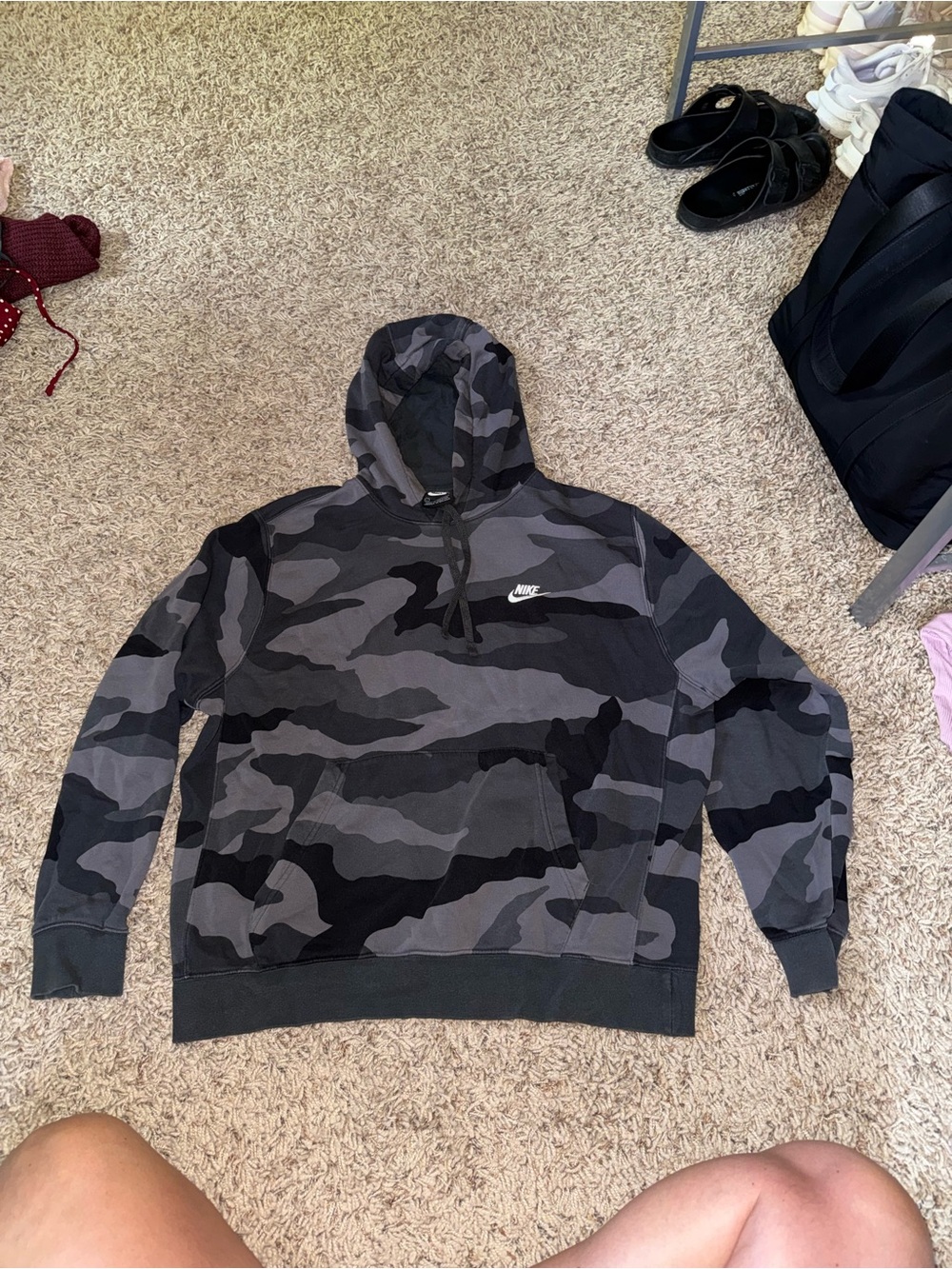 Nike Black & Gray Camo Pullover Hoodie